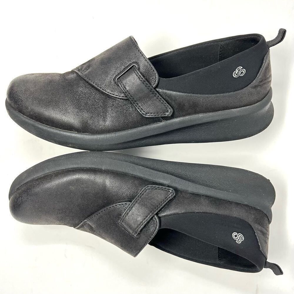 Clarks Cloudsteppers Black Sillian 2.0 Ease Adjustable Strap Slip On Shoes 7.5 - Picture 5 of 11
